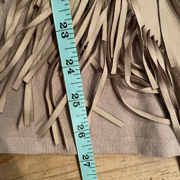 NWOT VTG Taupe Faux Suede Fringe Sweater Jacket Boho Western Rodeo XL - Picture 6 of 10
